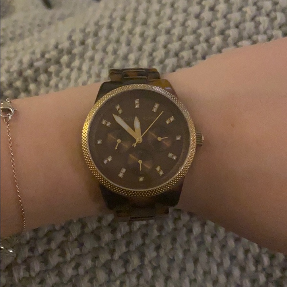 Michael Kors tortoise & gold link watch